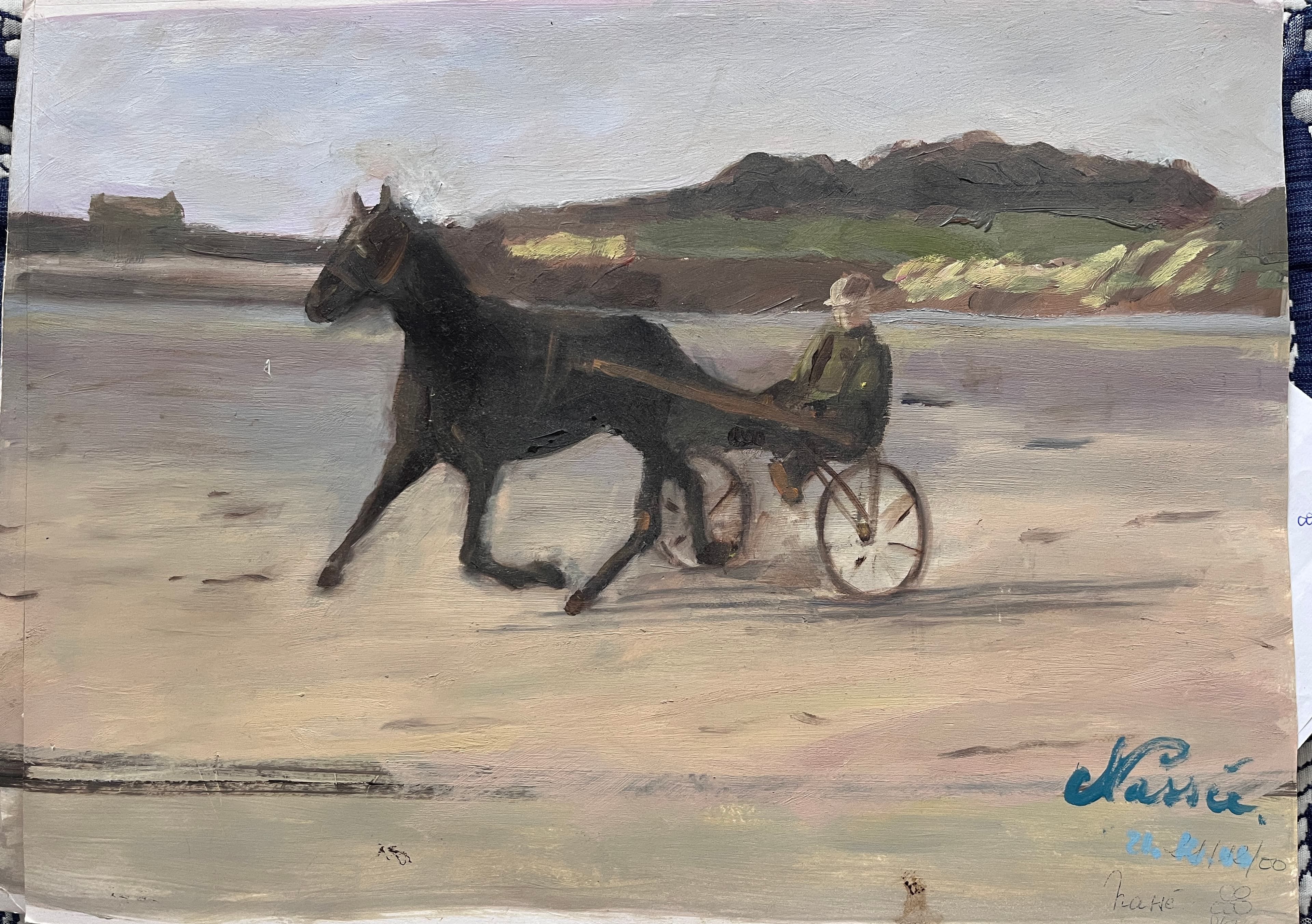 Peinture d’un cheval et d’une calèche